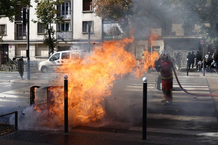 French high school students protest in France
