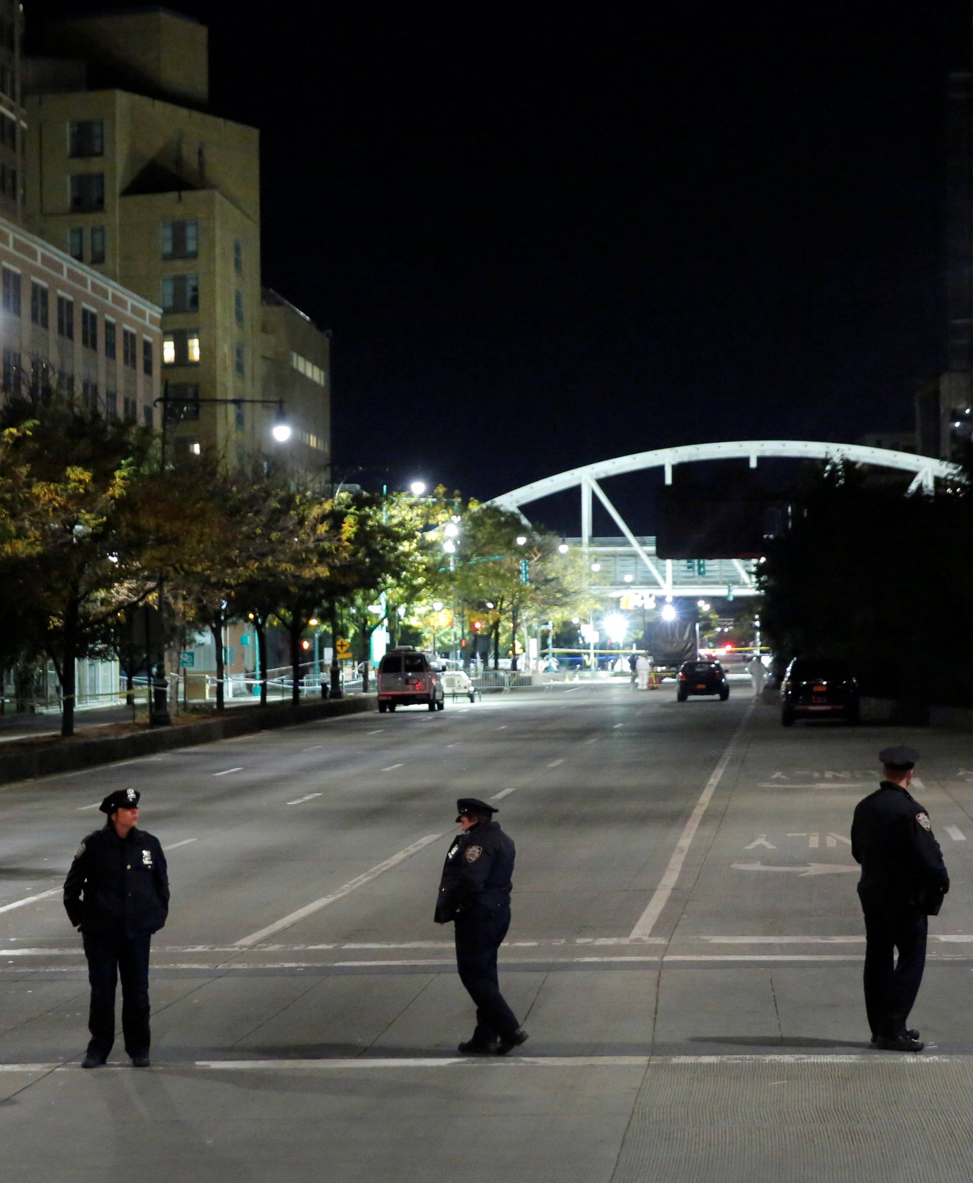 Police block a section of the West Side Highway following a pickup truck attack in Manhattan, New York.