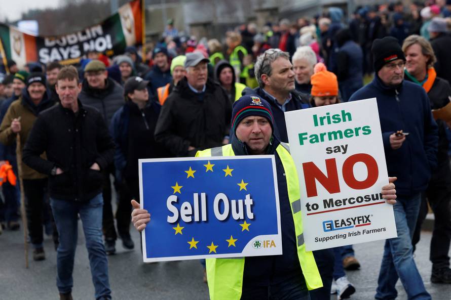 Irish farmers protest against Mercosur trade deal, in Athlone