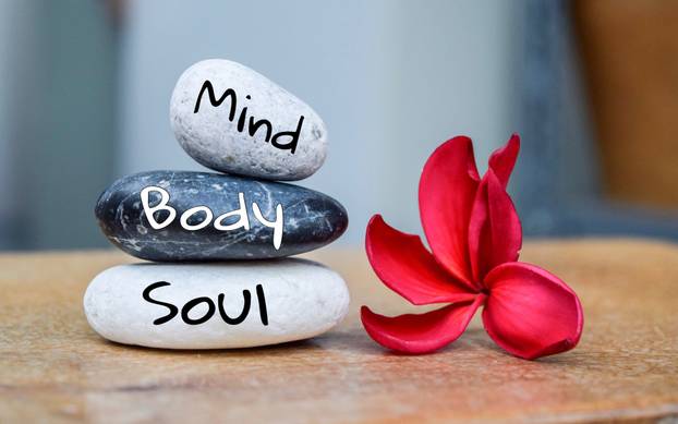 Holistic,Health,Concept,Of,Zen,Stones,With,Deep,Red,Plumeria