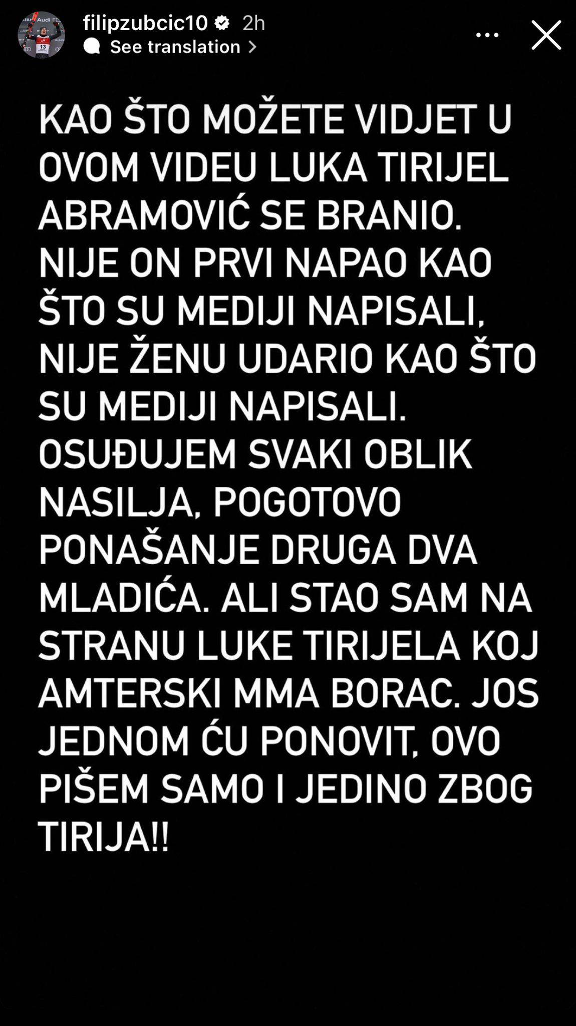 Filip Zubčić štiti MMA borca s Platka: Branio se, nije započeo!