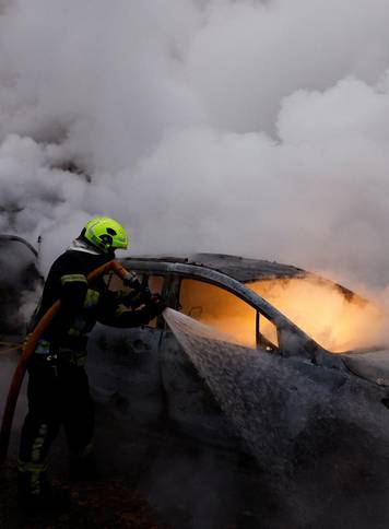 Aftermath of a Russian missile and drone attack, in Kyiv
