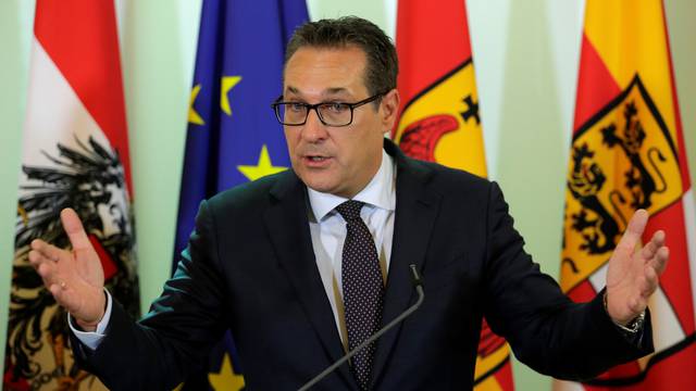 Austria's Vice Chancellor Strache addresses a news conference in Vienna