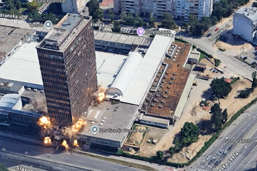 Simulacija rušenja Vjesnika