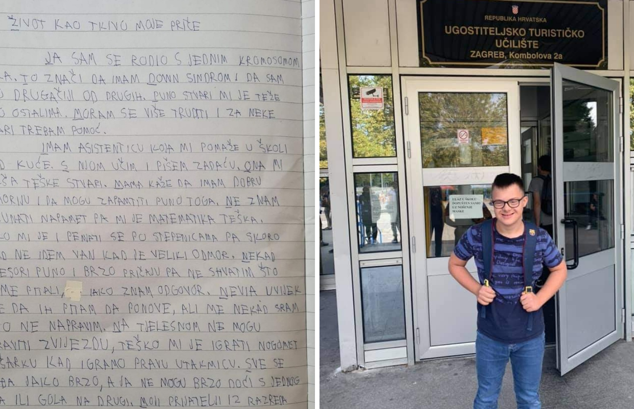 Dominik zadaćnicom oduševio ljude: 'Iako mi je nekad teško, volim svoj Down sindrom...'