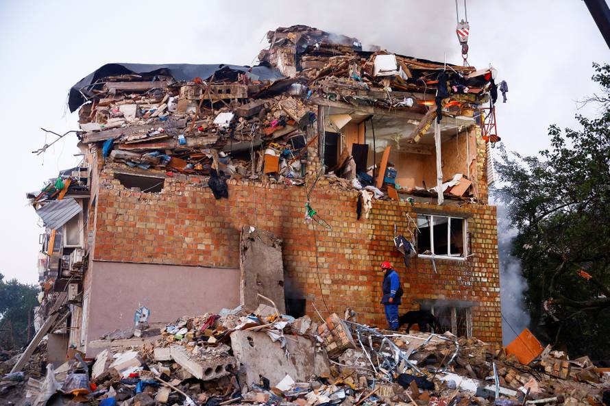 Aftermath of a Russian missile and drone attack in Kyiv