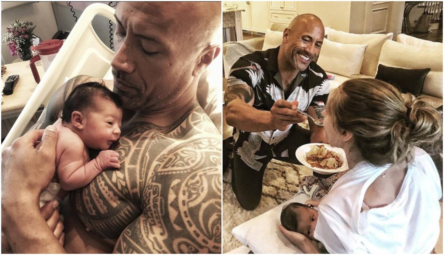 Tako to radi Dwayne The Rock: On hrani nju, a ona doji bebicu