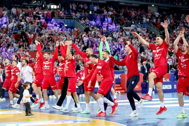 Zagreb: Slavlje rukometaša Hrvatske nakon pobjede nad Francuskom i prolaska u finale Svjetskog prvenstva