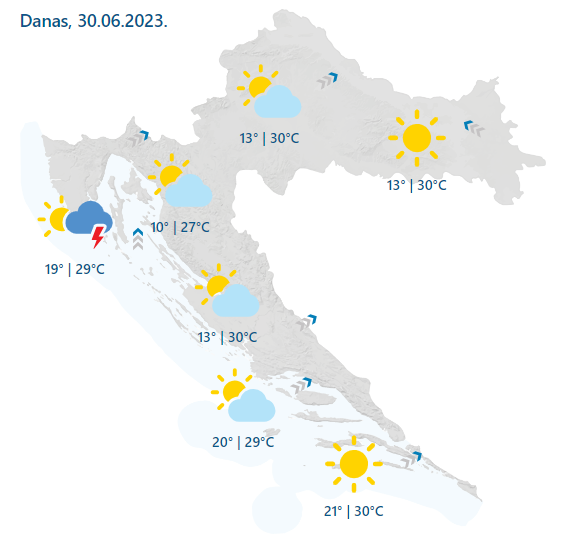 Cijela Hrvatska u žutom: Vikend nosi hladnu frontu, grmljavinu i kišu. Moguće i bujične poplave
