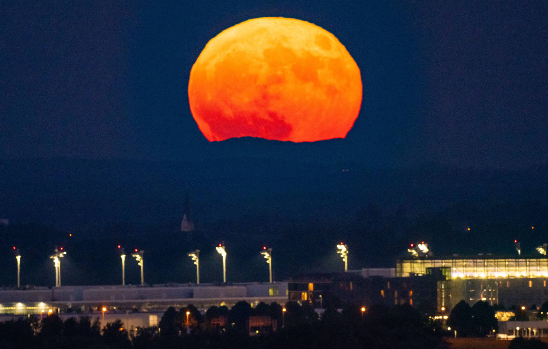 Full moon over Munich airport