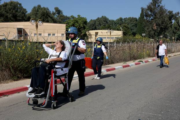 Scene where a truck rammed into pedestrians at a bus stop, in Ramat Hasharon