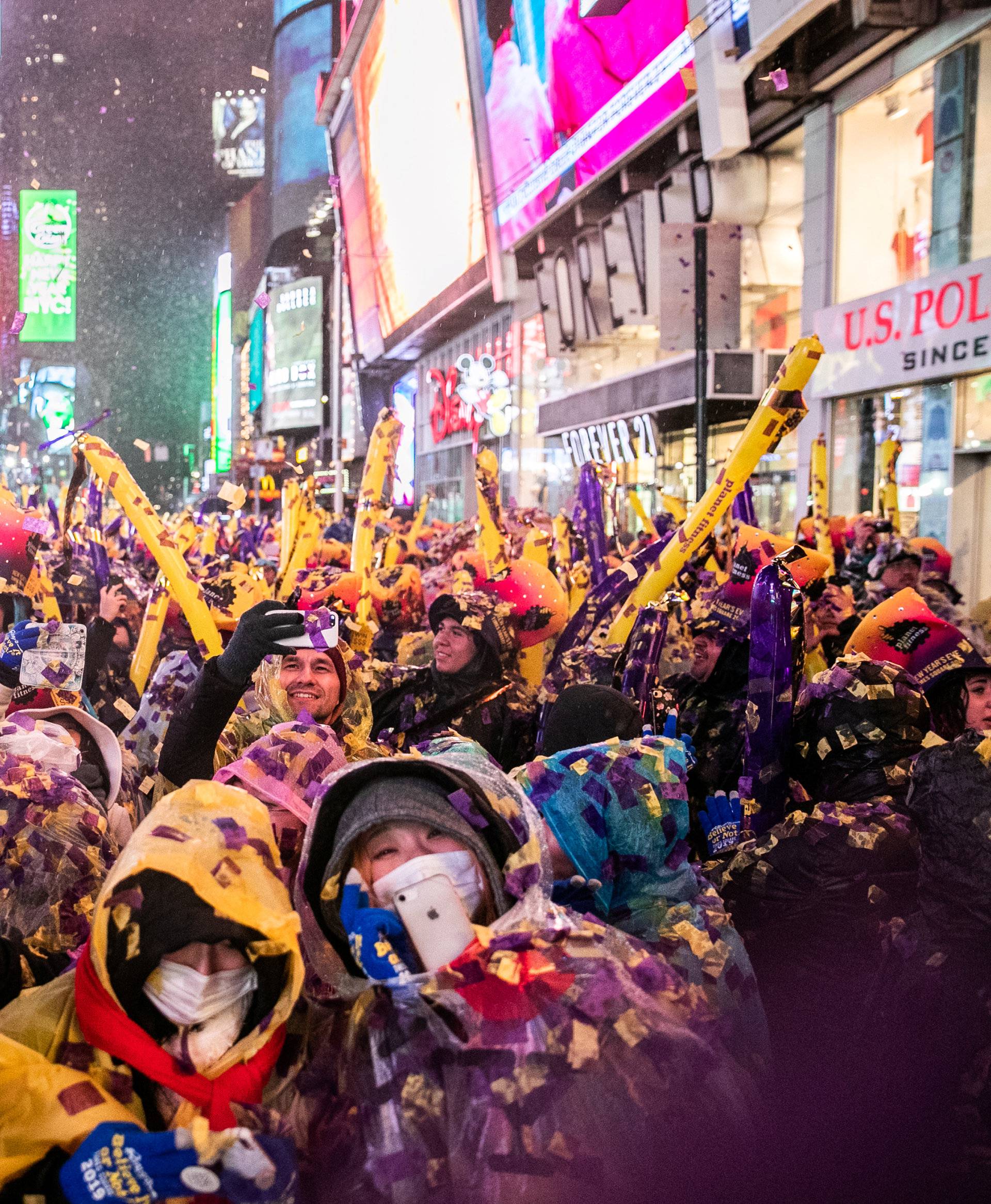 Revelers celebrate New Year's Eve in Times Square in Manhattan