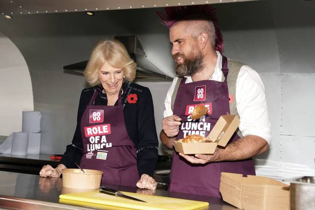 Britain's Queen Camilla meets Spudman