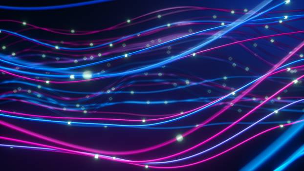 Abstract fiber lines. Abstract glowing fiber optic lines. Bright light beam for fast data transfer for high-speed Internet connections. 3d illustration
