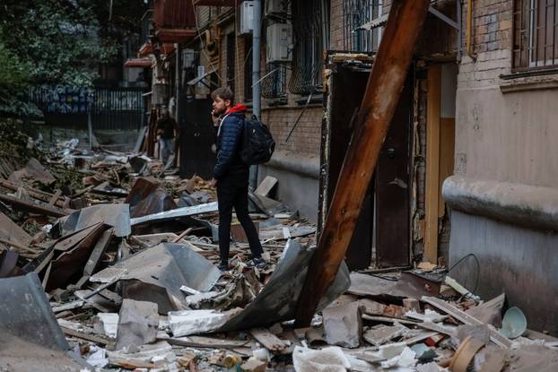 Aftermath of a Russian missile and drone attack in Kyiv