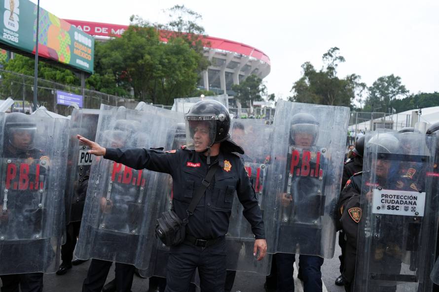 Protest march ahead of the opening match of the 2026 FIFA World Cup, in Mexico City