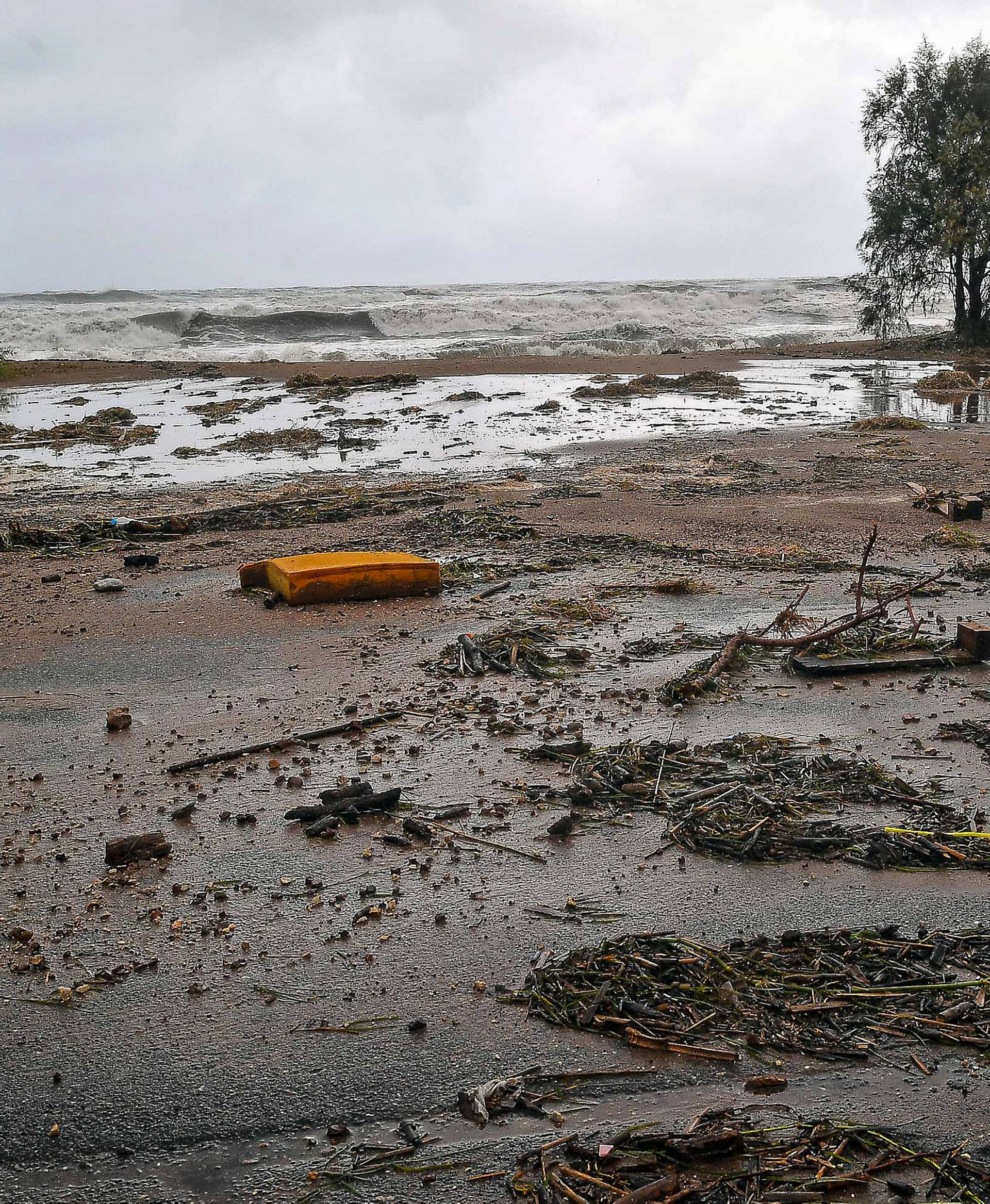 A general view shows the seaside, following a cyclone in Kalamata
