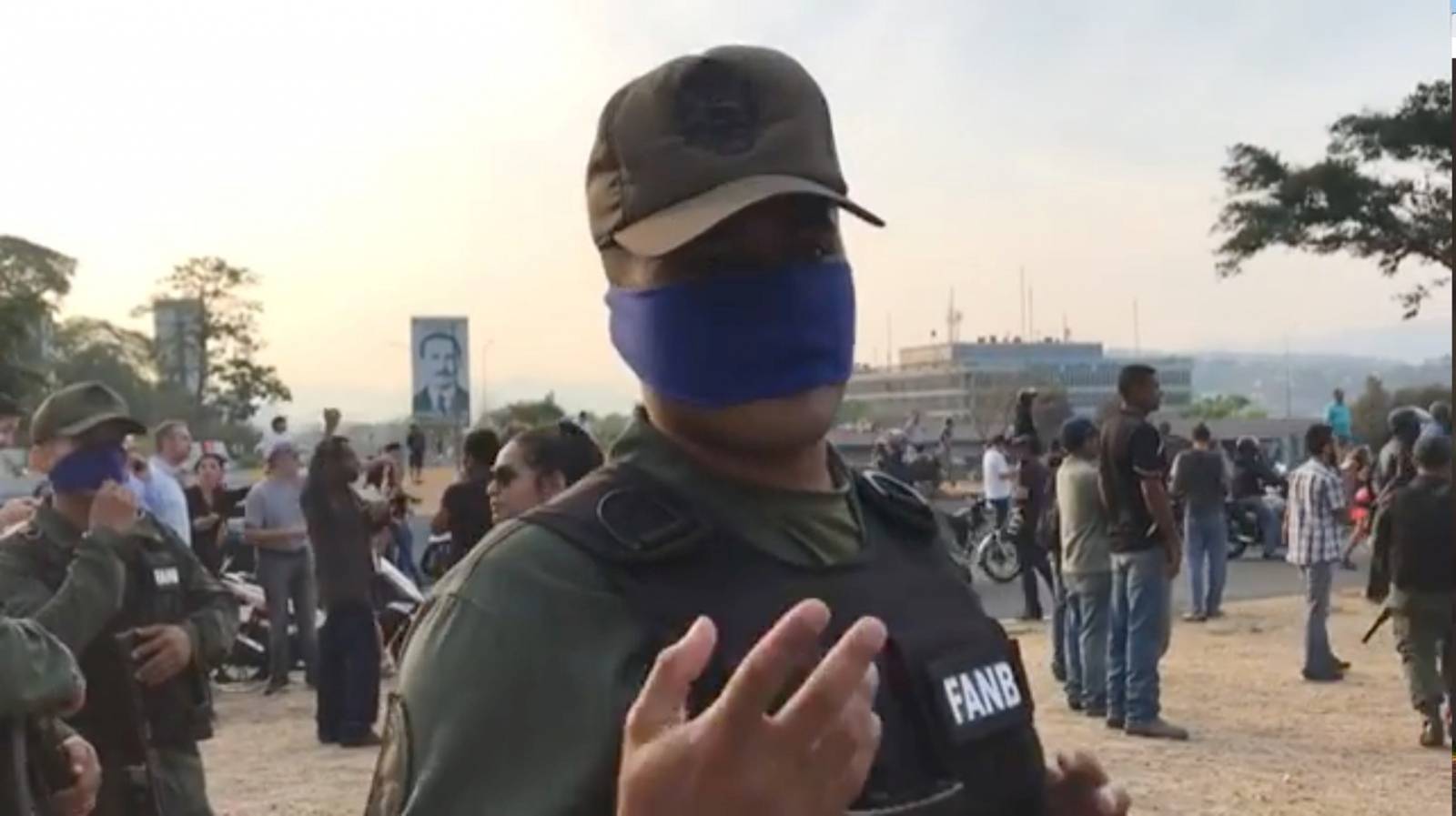 A soldier supporting Venezuelan opposition leader Guaido speaks in Caracas