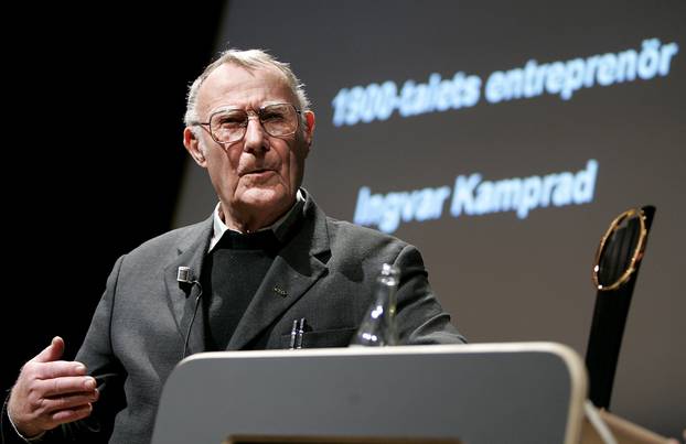 FILE PHOTO: Ingvar Kamprad, founder of Swedish multinational furniture retailer IKEA, is seen during an award ceremony in Stockholm