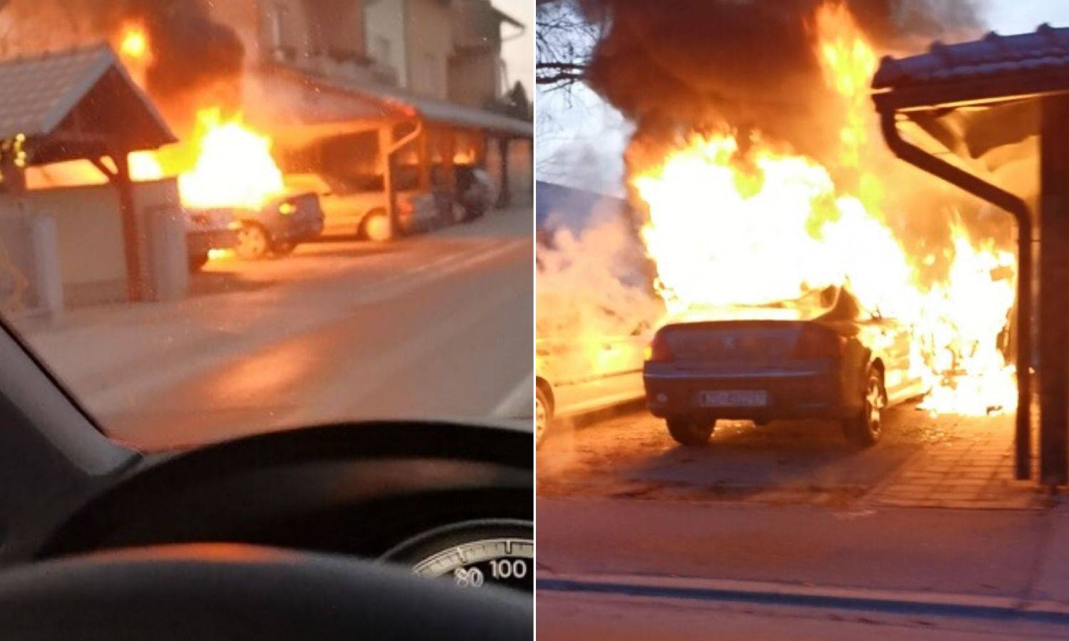 Vozio i snimio auto u plamenu: Vatra zahvatila još dva auta