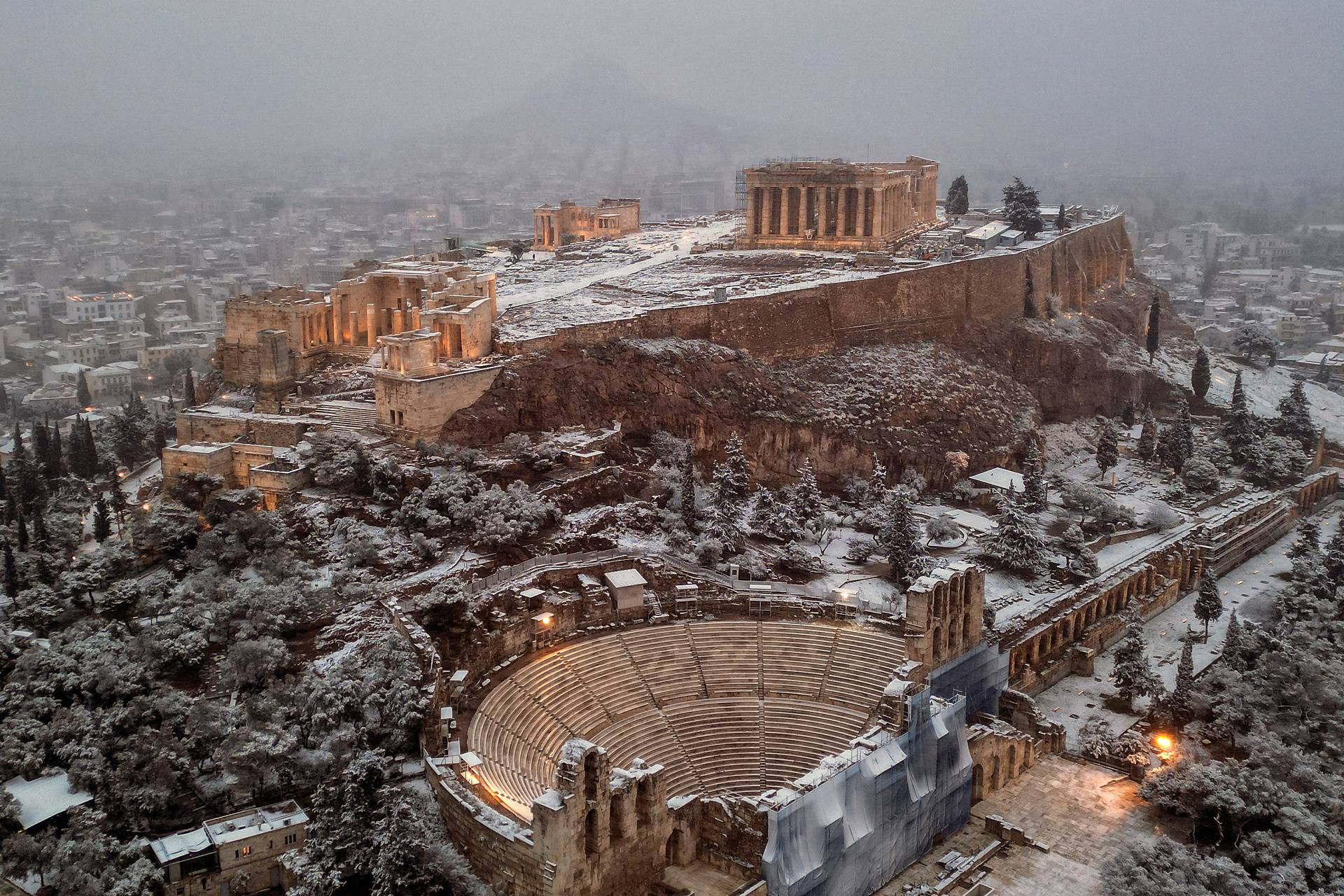 Snowfall in Athens