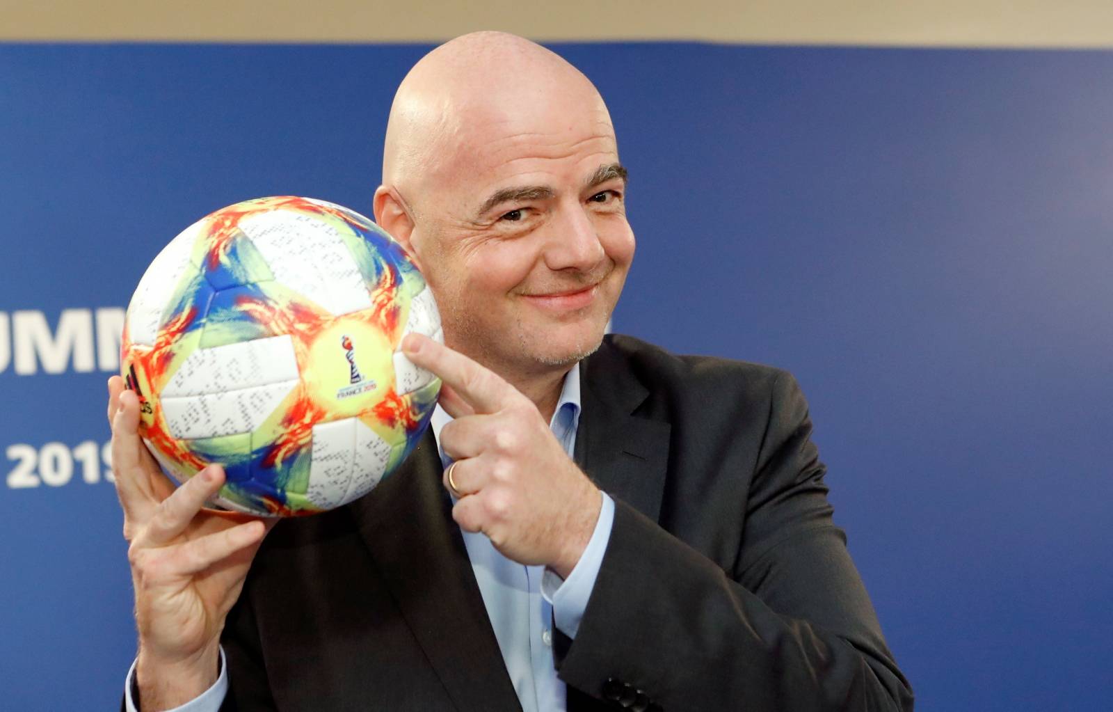 FIFA President Gianni Infantino addresses the media in Rome