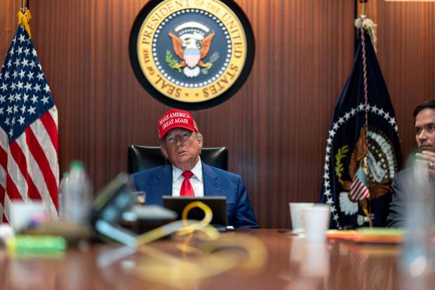 U.S. President Donald Trump holds a meeting in the Situation Room at the White House in Washington