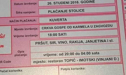 Mladenci iz Imotskog kreirali pozivnicu u obliku uplatnice