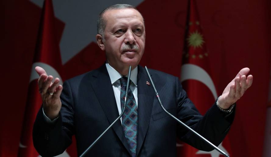 Turkish President Erdogan attends a meeting of his ruling AKP in Ankara