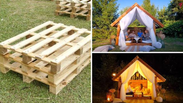 Od drvenih paleta možete lako napraviti i slatku vrtnu kućicu