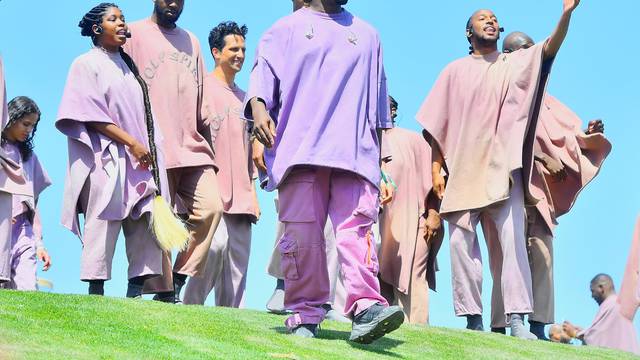 Kanye West Performs his 'Church Sunday Services' at Coachella on Easter Sunday Morning as the Kardashians, Jenners, and other celebs watch on in Indio, CA.