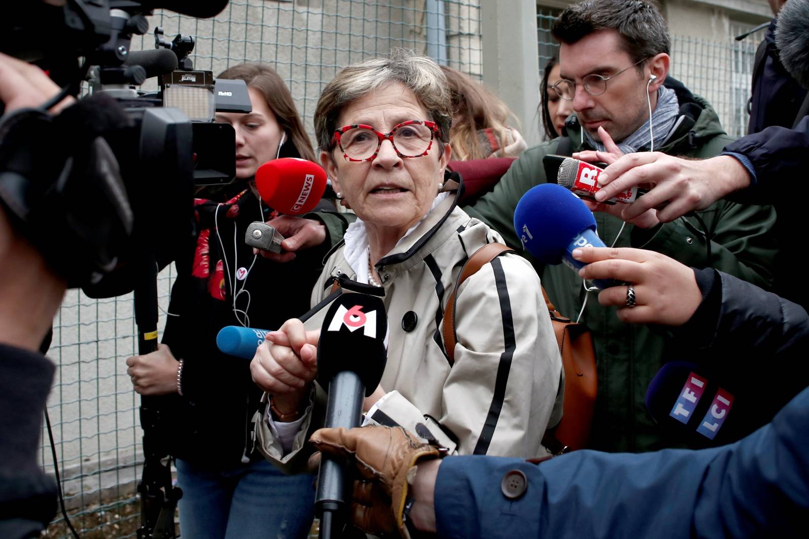 Viviane Lambert, the mother of French quadriplegic Vincent Lambert, who has been in a deep vegetative state for more than a decade arrives at the Sebastopol Hospital in Reims