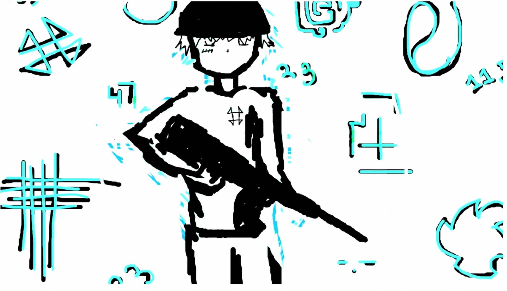 A drawing of a person holding a gun is seen in this still image taken from a video uploaded by Robert (Bob) E. Crimo III