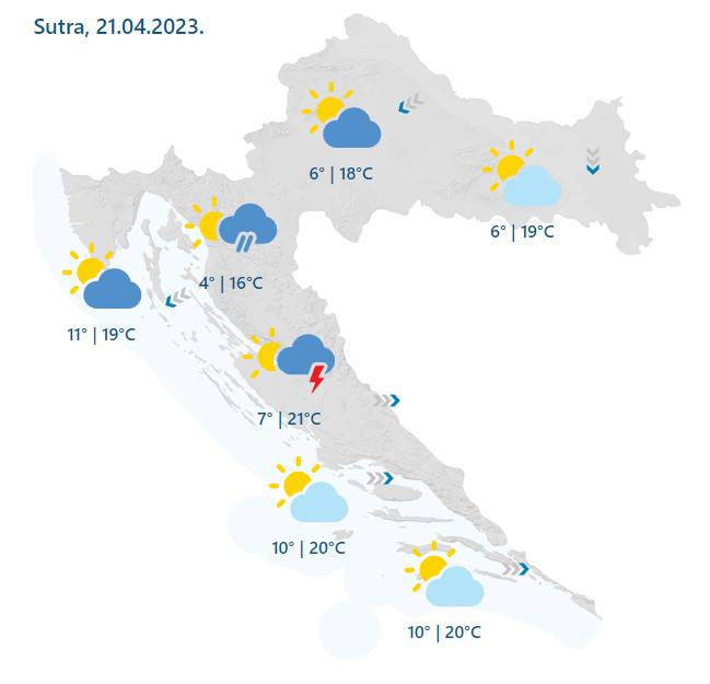 Slavonija i Jadran uživat će u suncu petak i za vikend, u gorju pljuskovi, temperatura i do 21°C