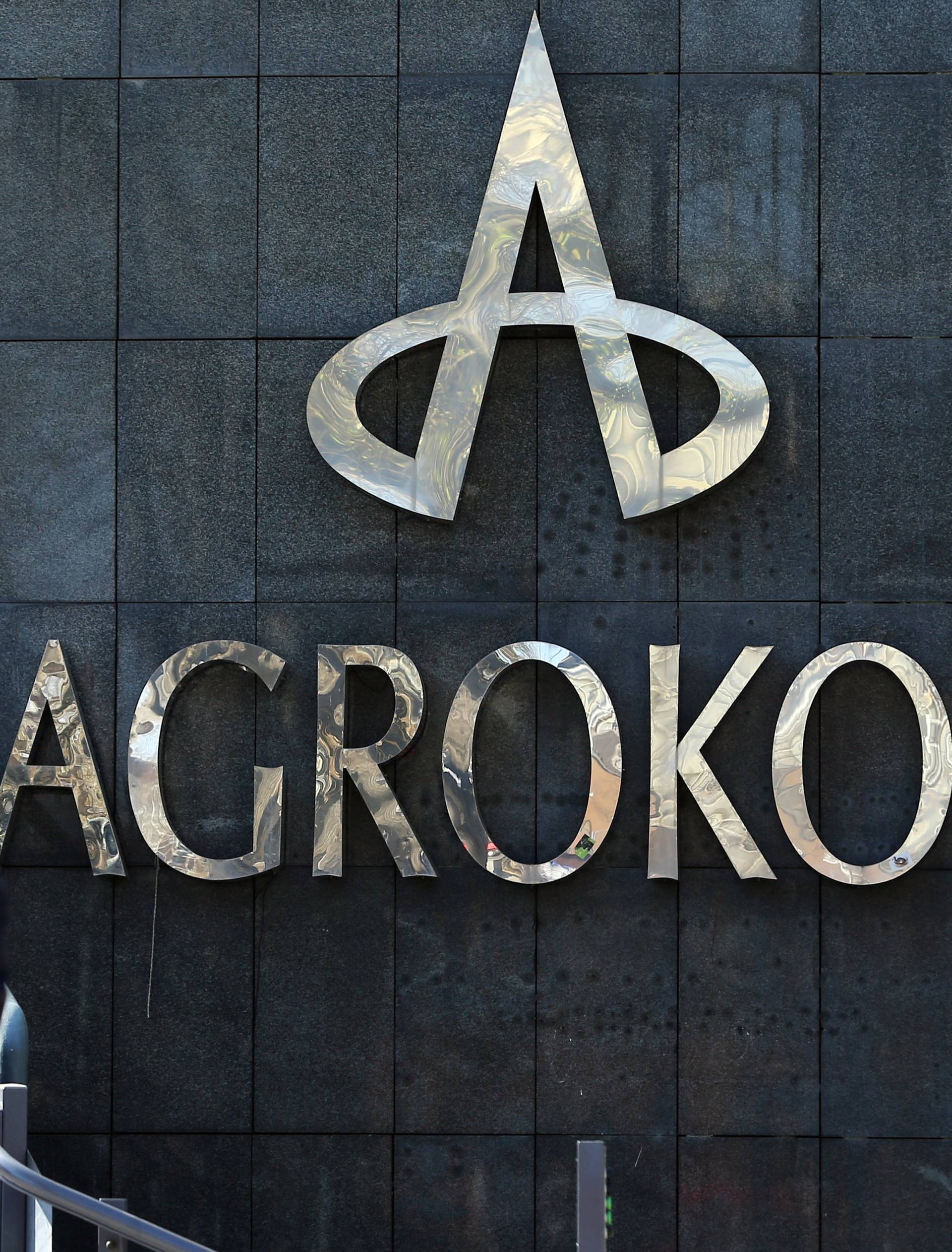 Agrokor logo is seen at the company's headquarters in Zagreb