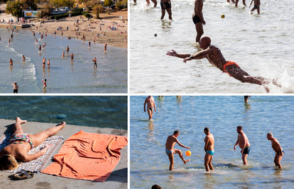 VIDEO Prvi je dan studenog, a plaža u Splitu krcata kupačima