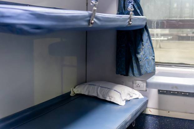 vacant seats of passenger train coach inside view