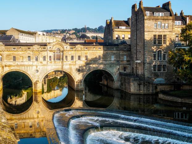 View of Pulteney Bridge and Weir in Bath