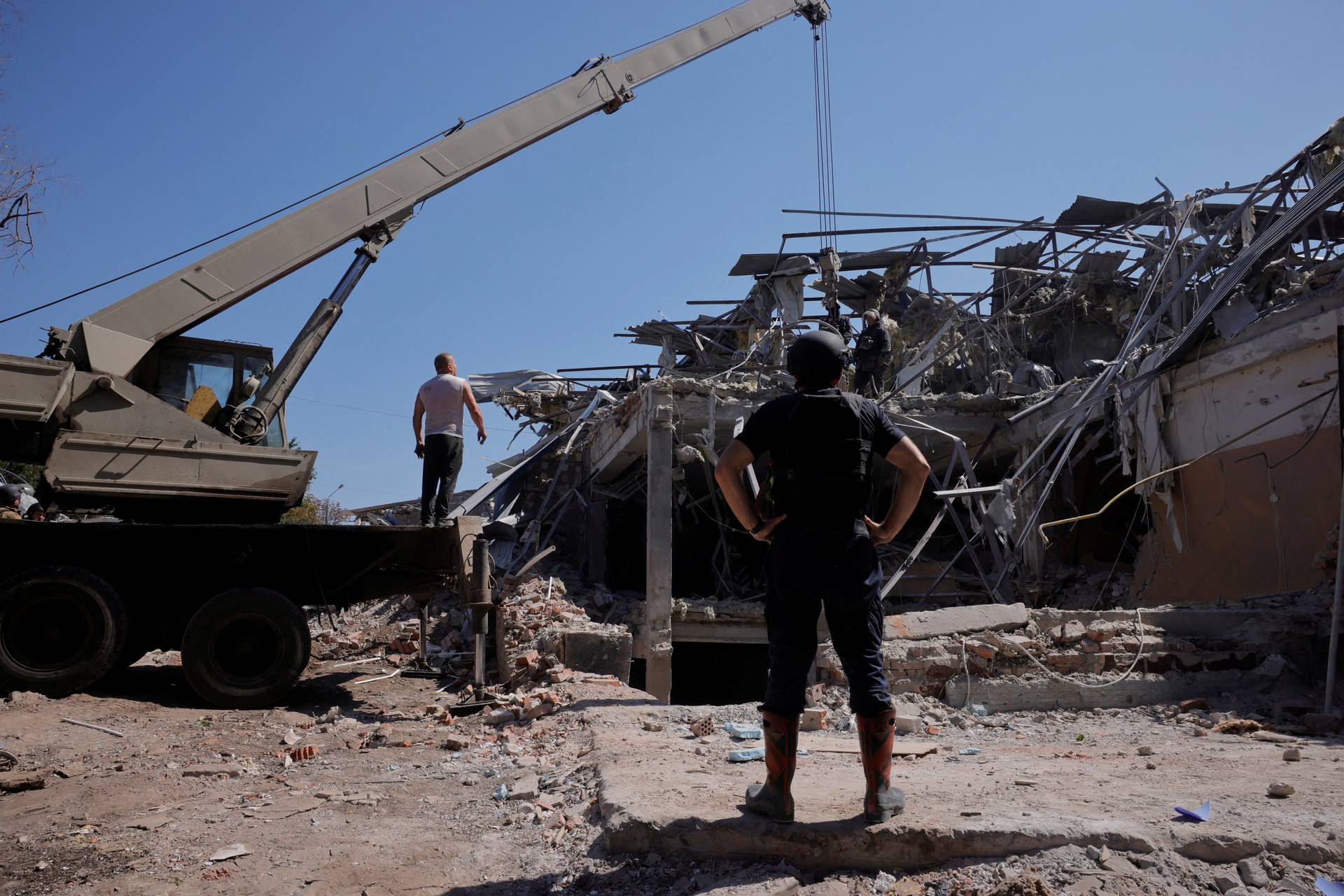 Aftermath of a missile strike that hit hotel in Kramatorsk