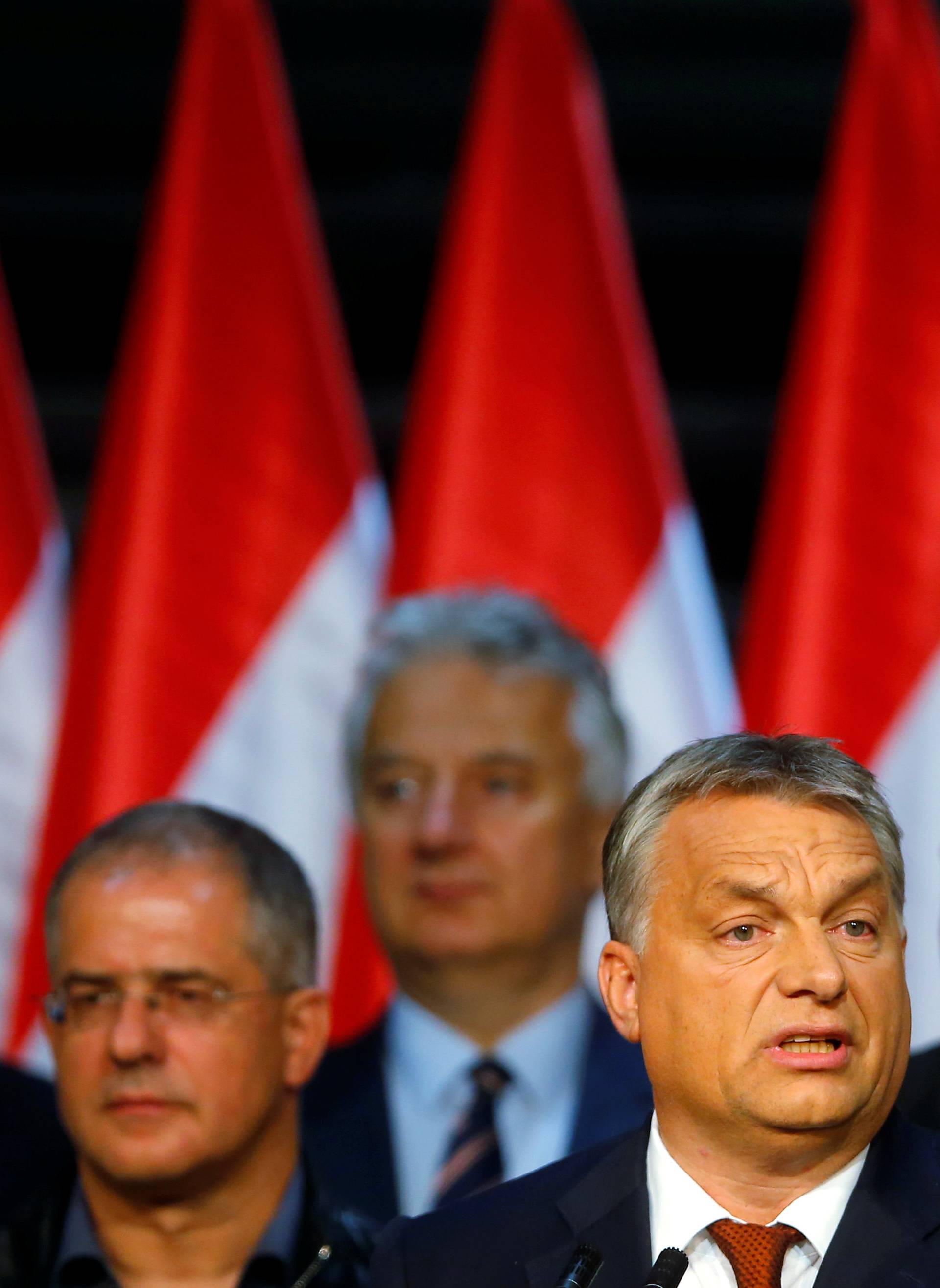 Hungarian Prime Minister Viktor Orban delivers a speech after a referendum on European Union's migrant quotas in Budapest