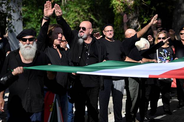 Neo-fascists mark the 100th anniversary of Mussolini's march on Rome, in Predappio