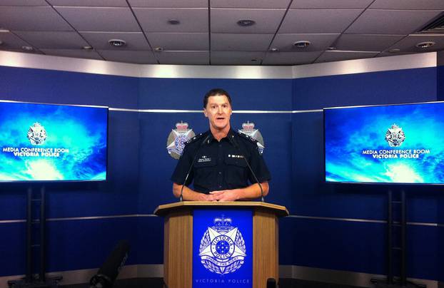 Victoria state police deputy commissioner Patton speaks during a media conference regarding charging Australian Cardinal Pell with multiple sexual assault offenses in Melbourne