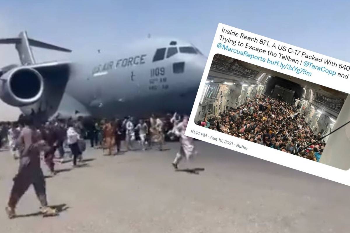Objavljena snimka iz aviona u koji su se Afganistanci pokušali ukrcati - unutra je bilo 640 ljudi