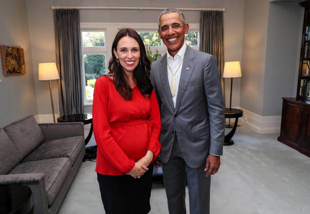 Former U.S. President Barack Obama visits Government House and meets with Prime Minister of New Zealand Jacinda Ardern at Mount Eden