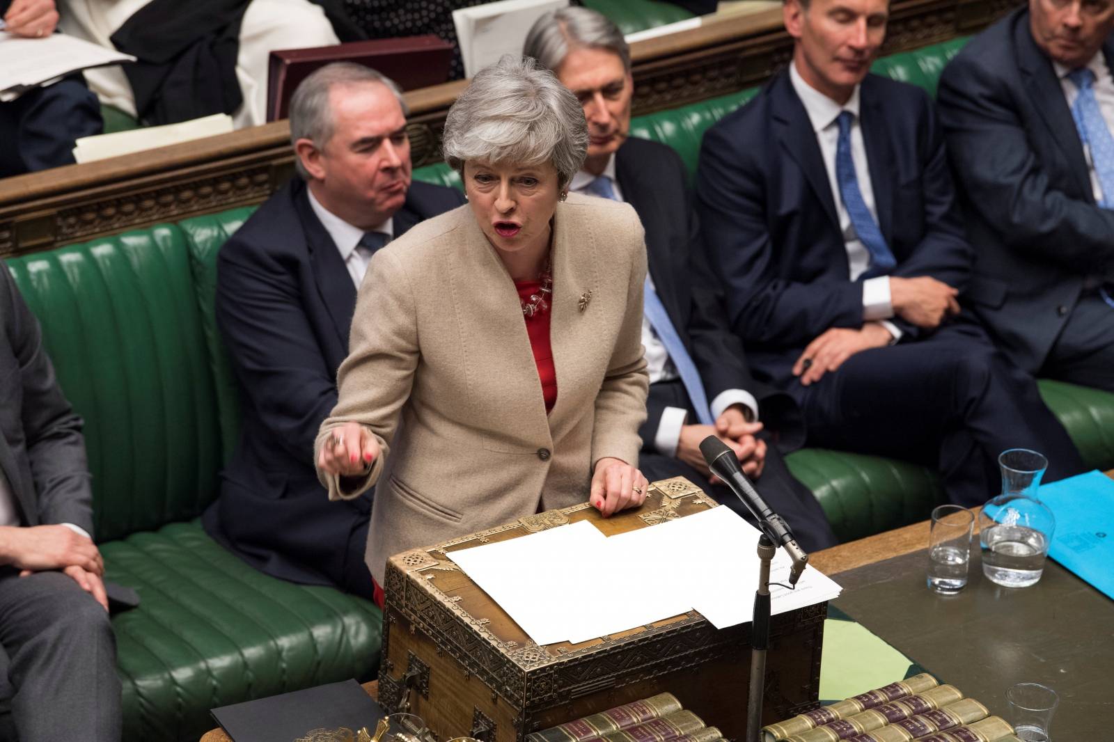 British Prime Minister Theresa May speaks at the House of Commons in London