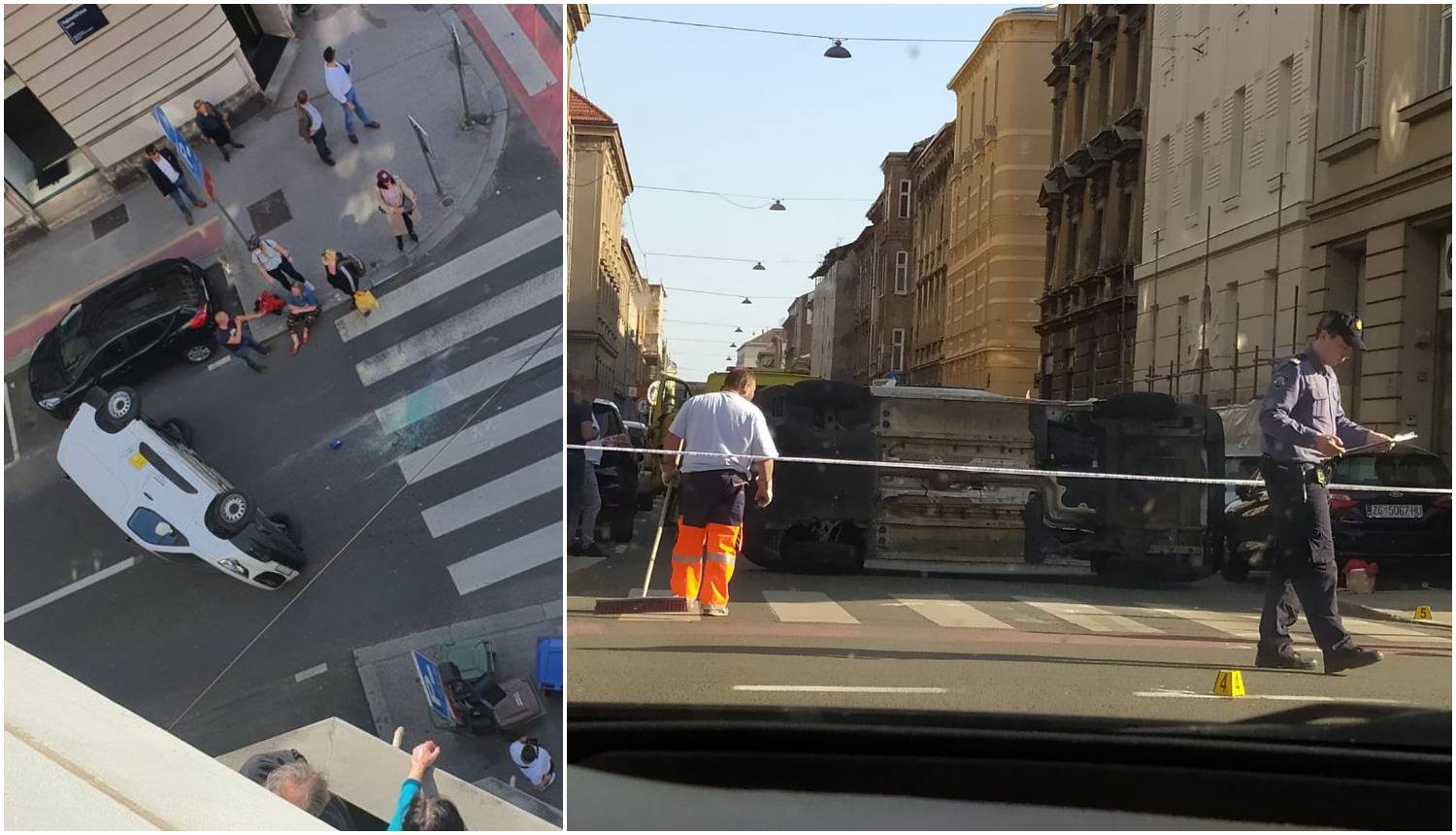 Sudar usred špice: Auto završio na boku u centru Zagreba, u bolnicu prevezli ozlijeđenu ženu