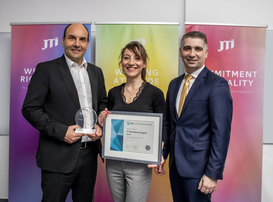 Certifikat Poslodavac Partner dodijeljen tvrtki JTI