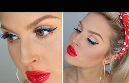 Zanosan pin up makeup: Nosi se plava mačkasta linija tuša