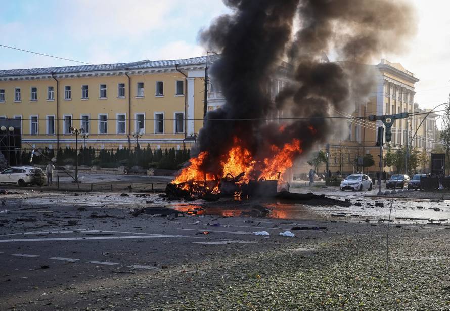 A military strike in central Kyiv