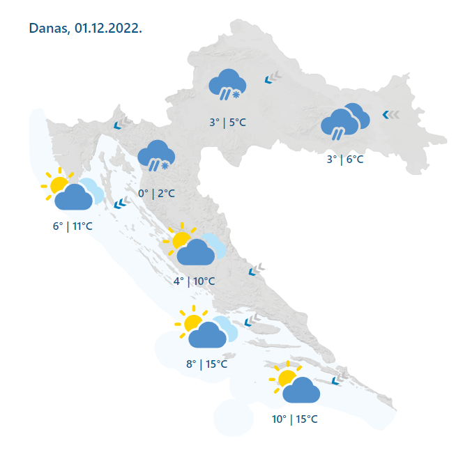 Nakon snijega past će jaka kiša, moguće su poledice. Zbog jakog vjetra stigle izmjene u prometu